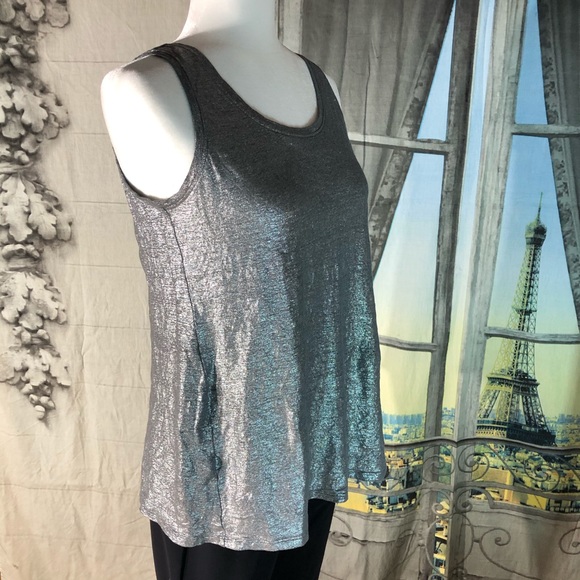 Eileen Fisher Silver Metallic Linen Tank Top Sz S - Picture 5 of 8